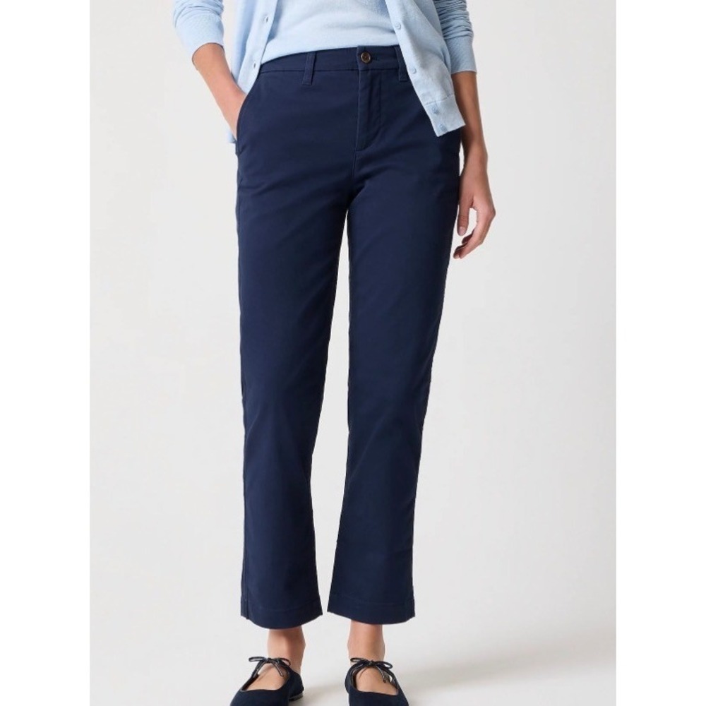 J. Crew Factory Women's High Rise Girlfriend Chino Pants Navy 12 Petite New